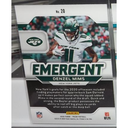 2020 Panini Prizm DENZIL MIMS (Jets) EMERGENT Rookie Card #20