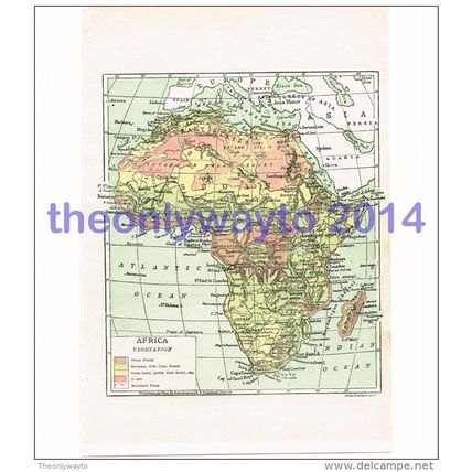 Africa - Vegetation, Book Map Illustration (Print), John Bartholomew, c1907
