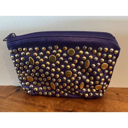 A Rare Studs 90’s Jenny Tee Leather Purple Small Zip Bag Pouch Super Sweet!