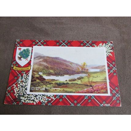 Clan MacGregor Tartan Postcard - Loch Achray from Ben Venue - A1619 / Artist