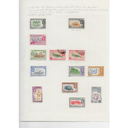 BRITISH HONDURAS 1953 QE2 PICTORIAL SET + PERF VARIETY = 13 STAMPS USED SG190