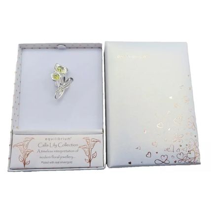 Calla Lily Brooch Silver Coloured 3 CM Boxed Gift Ladies Jewellery Fashion