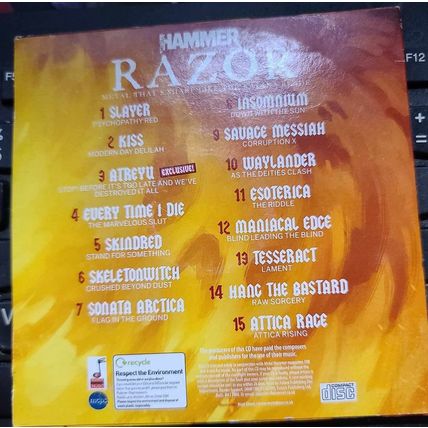 Razor CD Promo Rock Hammer Magazine Slayer Kiss 15 Tracks Album