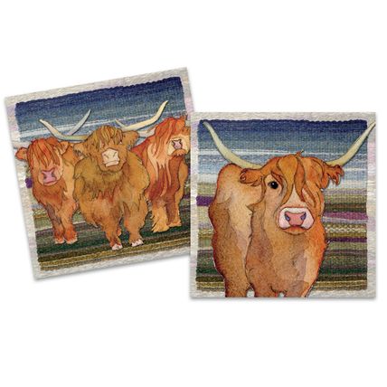 Highland Cow Mini Card Pack of 10 Notelets Square 10 cm (4") Note Cards