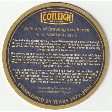 BEER MAT - COTLEIGH BREWERY - BARN OWL PREMIUM ALE - (Cat No 042) - (2005)
