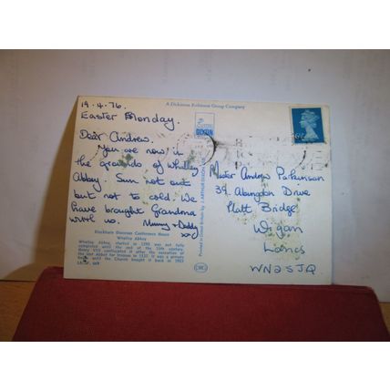 WHALLEY ABBEY, CLITHEROE, LANCASHIRE used postcard by J Arthur Dixon 1976 pm =