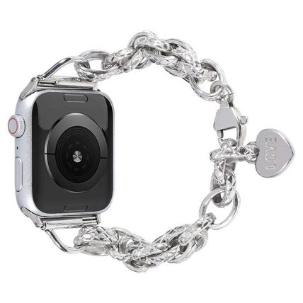 Stainless Steel Heart Pendant Watchband For Apple Watch Series, 7 41mm / 6&SE&5&