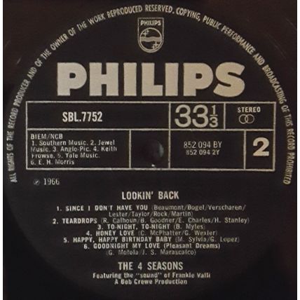4 SEASONS - LOOKIN' BACK, UK, Philips, SBL.7752, Album, '66