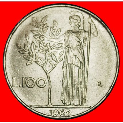 Ⰶ GODDESS MINERVA (1954-1989): ITALY★100 LIRAS 1963R! ERROR★LOW START★NO RESERVE