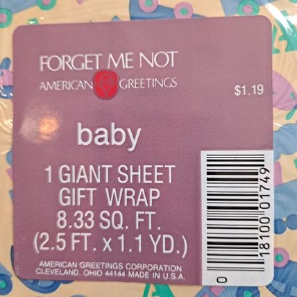 Vintage Lot 5 New American Greetings BABY Shower WRAPPING PAPER Gift Wrap