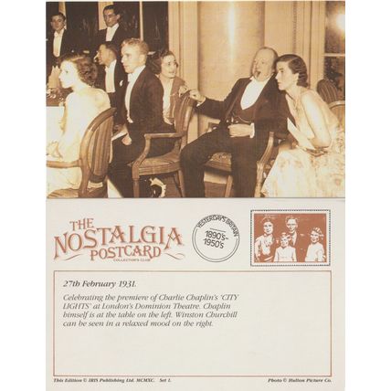 Postcard Actor Charlie Chaplin Winston Churchill 1931 - Nostalgia