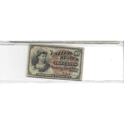 1863 Red US Fractional 10 cent Bill UNC