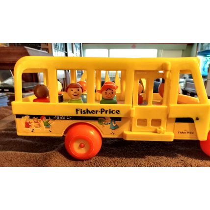 Old Vintage Original Fisher Price School Bus # 192 12 1/2" Long Working 1965