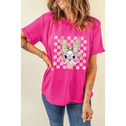 Rose Red Plaid Bubble Gum Rabbit Graphic Eater T Shirt