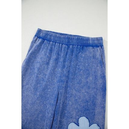 Lilac Floral Patch Exposed Seam Raw Edge Pants Set