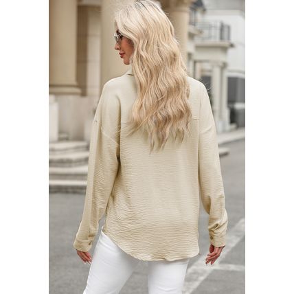 Beige Pure Color Patch Pocket Shirt