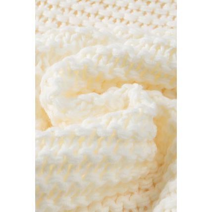 White Chunky Oversize Knit Drop Shoulder Puff Sleeve Cardigan