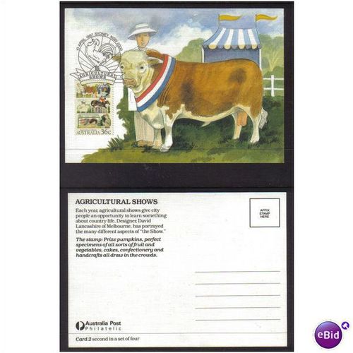 1987 AUSTRALIA AGRICULTURAL POSTCARD SET 4 SG1054/57