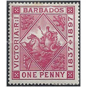 Barbados 1897 SG118 1d Rose Mounted Mint...