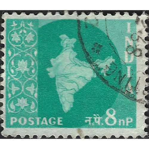 INDIA, Map of India, grey-green 1958, 8nP, #3