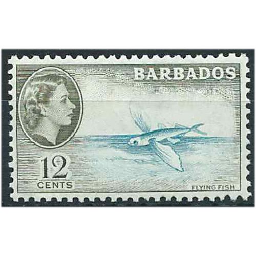 Barbados 1954 SG296 12c Turquoise-Blue & Brown-Olive Mounted Mint . ..