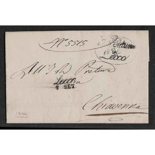 Italy Stampless 1844 Lecco to Chavenna