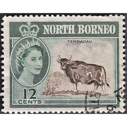 NORTH BORNEO 1961 12c Wild Ox, SG 396 (Scott #285), used