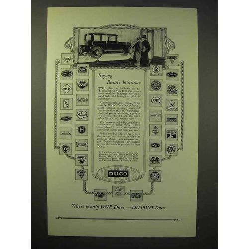 1926 Dupont Duco Finish Ad - Buying Beauty Insurance