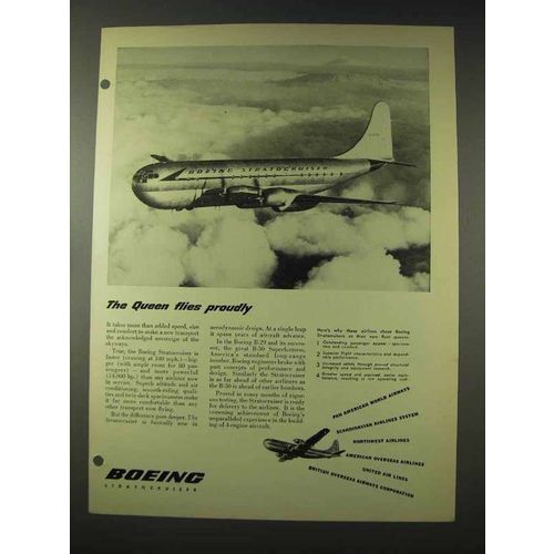 1948 Boeing Stratocruiser Ad - The Queen Flies Proudly