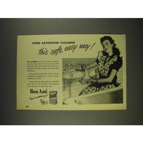 1948 Bon Ami Cleanser Ad - Speed Bathroom Cleaning