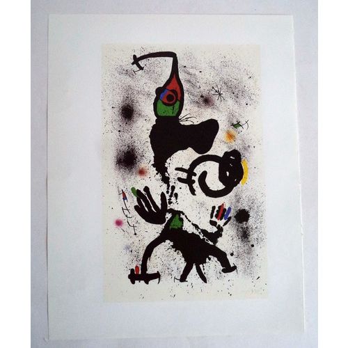 Original Miro Vintage Print Sponge Diver surrealist abstract modern art plate