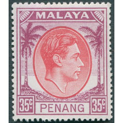 Penang 1952 35c scarlet & purple SG 17 unused