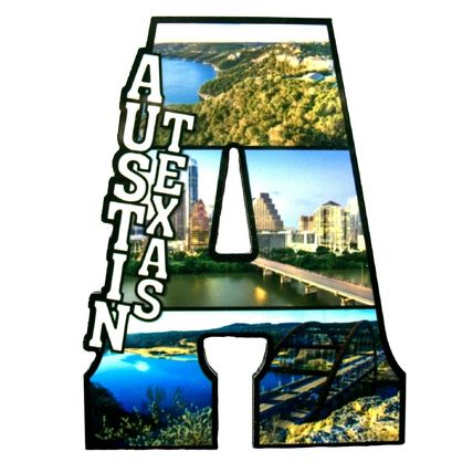 Austin Texas Capital A Collage Design Fridge Magnet