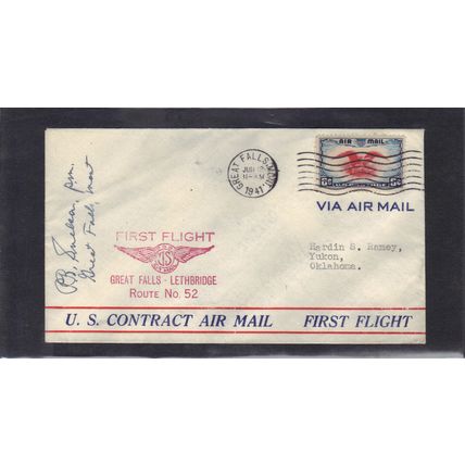1st Flight C23 Great Falls - Lethbridge (Type/A) PM Signed CV42926