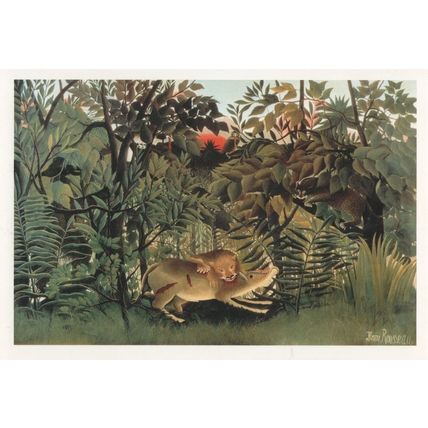 Henri Rousseau The Hungry Lion Antelope Basel Gallery Painting Postcard