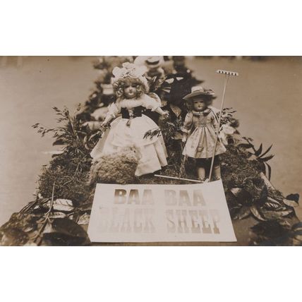 Baa Baa Antique Farmer Farming Toy Dolls on Compost Heap Postcard