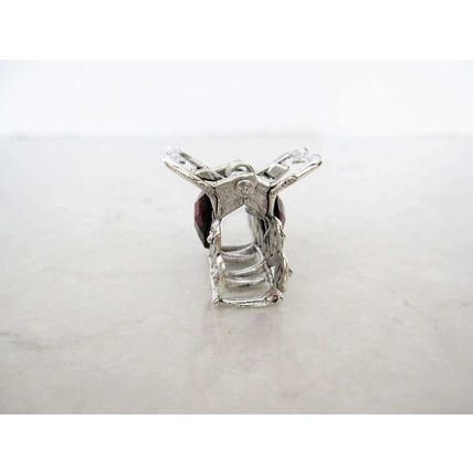Small mini metal jeweled antique style silver hair claw clip