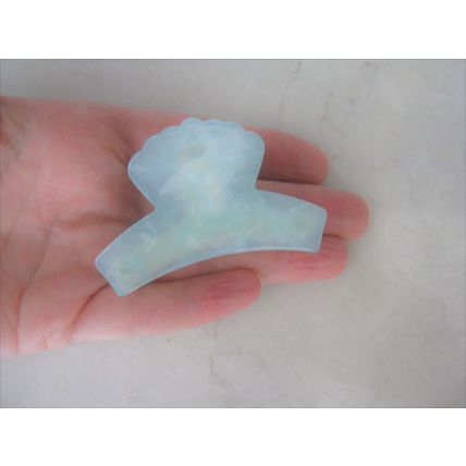 Medium blue marbled acrylic and metal hair claw clip