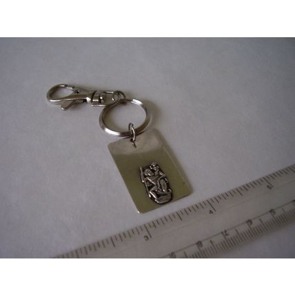 Vintage St Christopher Hallmarked Silver Pendant Key Ring 925