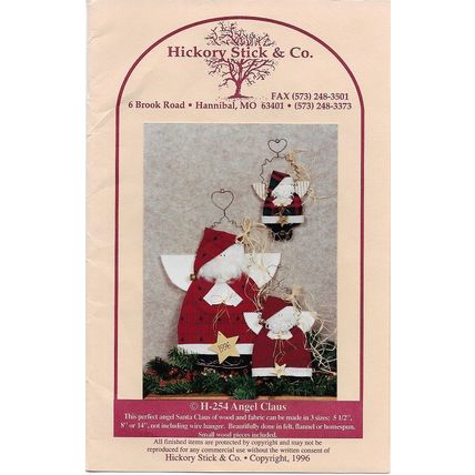 Hickory Stick & Co. H-254 Angle Claus Craft Kit Wood Ornaments 5½” 8” 14” Uncut