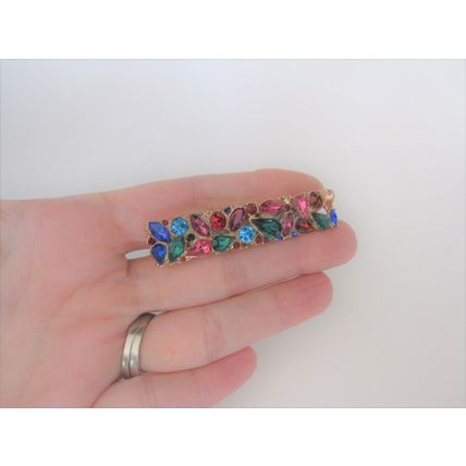 2 1/3 inch multi-color crystal rhinestone alligator hair clip barrette