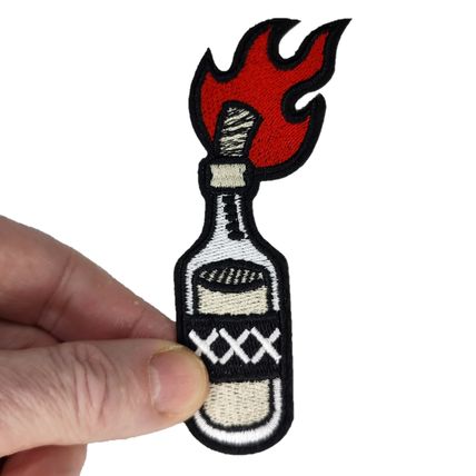 XXX Whiskey Bottle Steam Punk Iron On Patch Embroidered Badge 8cm x 4cm P180