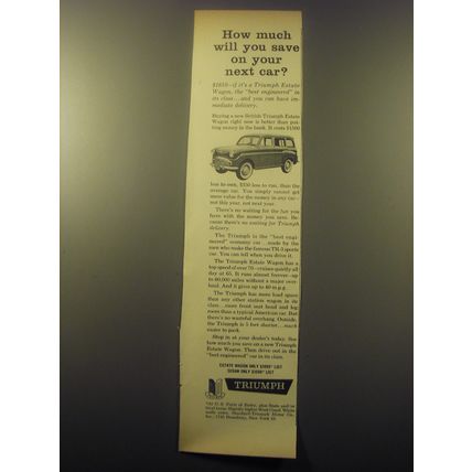 1959 Triumph Estate Wagon Ad - How much will you save on your next car?