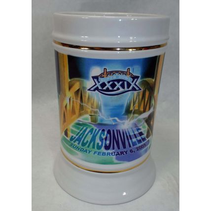 Mint 2005 Super Bowl XXXIX Official NFL Beer Mug Patriots VS. Eagles