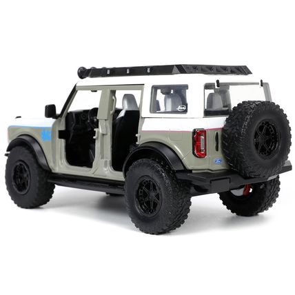 2021 Ford Bronco Gray and White with Matt Black Hood with Roof Rack "M2 Motor...
