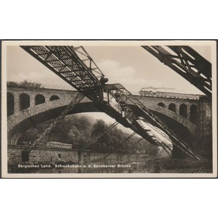 Schwebebahn an der Sonnborner Brücke, Bergisches Land, c.1935 - Cramers Foto-AK
