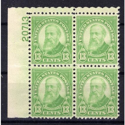 US Stamps 694 MNH VF Plate Block #20713 lt. yellow green Rotary ZAYIX 1024M0234