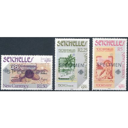 London Int Stamp Exhibition: Specimen - Seychelles 1980 - NM H- SG 468 & 470/1