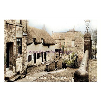 ptc2494 - Yorks - Early Thatched Cottages down Lane, Knaresborough - print 6x4
