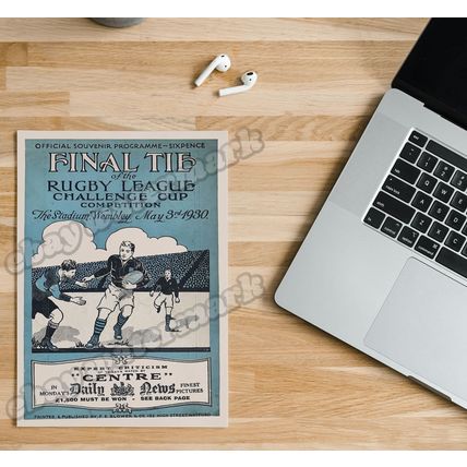 1929 - 1947 Rugby League Challenge Cup Final Programme Cover A5 Prints *FREE P&P